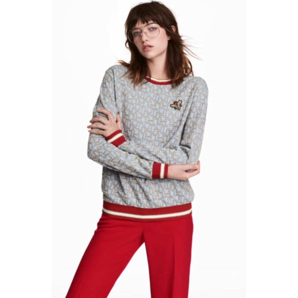 Glittery gold and pale blue H&M sweater, S